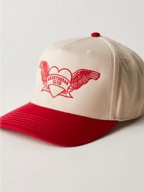 Free People X OTTO Heartbreak Trucker Hat in Red NWT